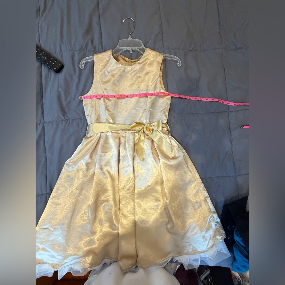 Disney Store Gold Princess Dress Girls Size 12 Belle Formal Party Dress - Picture 7 of 7